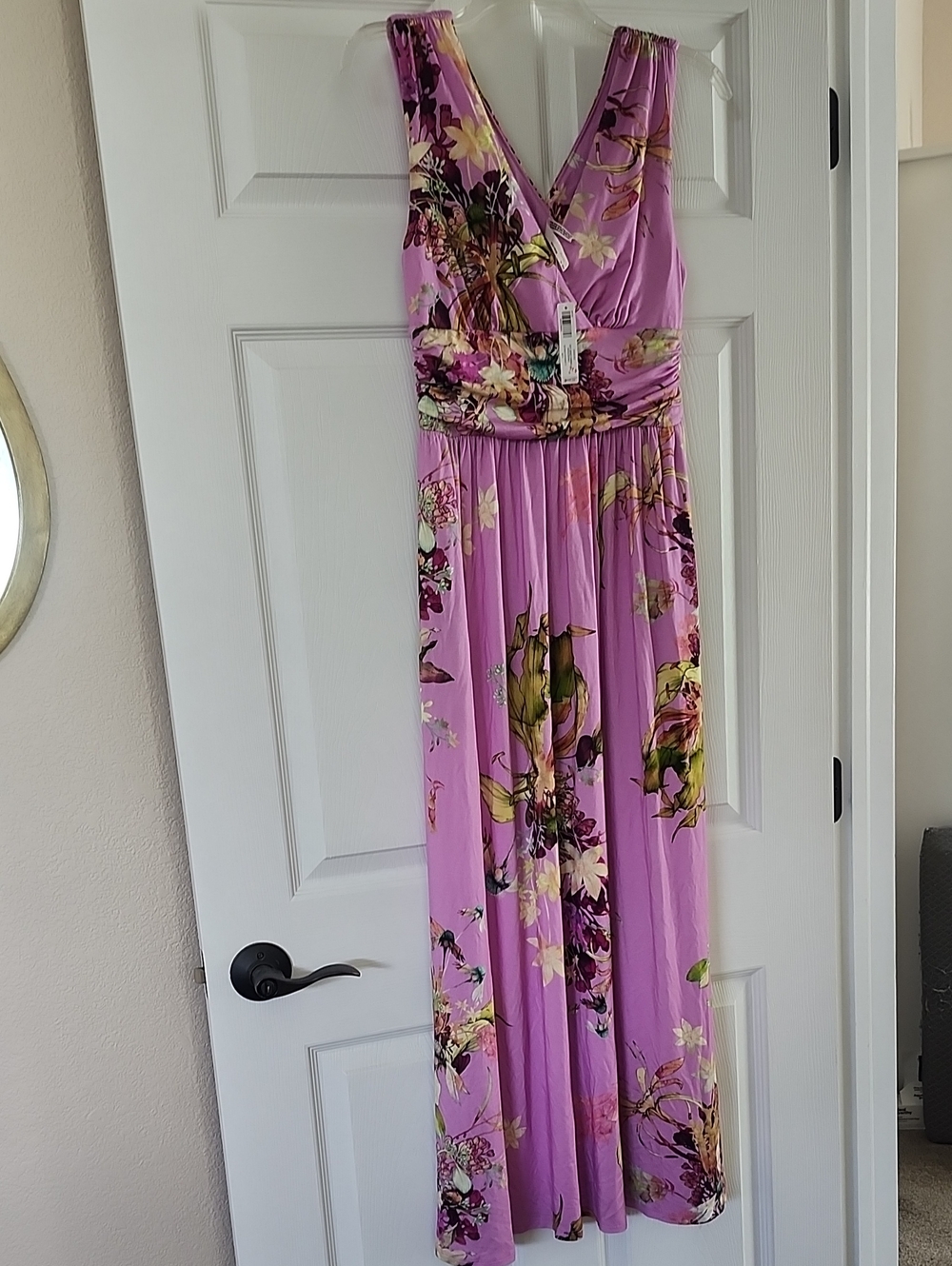 Soma Floral V-Neck Maxi Dress in Lavender and Green